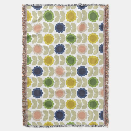 Retro Groovy Summer Flowers Stems Decke (Vorderseite Vertikal)