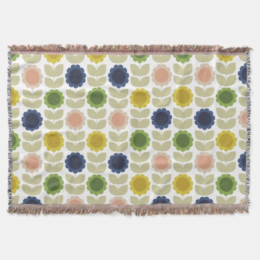 Retro Groovy Summer Flowers Stems Decke (Vorderseite)