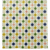 Retro Groovy Summer Flowers Stems Duschvorhang (Vorderseite)