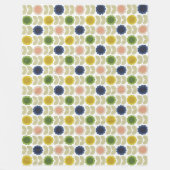 Retro Groovy Summer Flowers Stems Fleecedecke (Vorderseite)