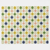 Retro Groovy Summer Flowers Stems Fleecedecke (Vorderseite (Horizontal))