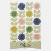 Retro Groovy Summer Flowers Stems Geschirrtuch (Vertikal)