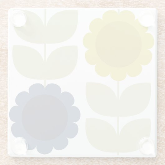 Retro Groovy Summer Flowers Stems Glasuntersetzer (Rückseite)