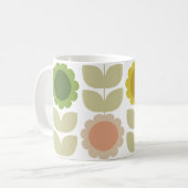 Retro Groovy Summer Flowers Stems Kaffeetasse (Vorderseite Links)