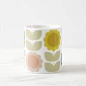 Retro Groovy Summer Flowers Stems Kaffeetasse (Mittel)