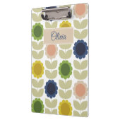 Retro Groovy Summer Flowers Stems Klemmbrett (Links)