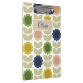 Retro Groovy Summer Flowers Stems Klemmbrett (Rechts)