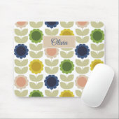 Retro Groovy Summer Flowers Stems Mousepad (Mit Mouse)