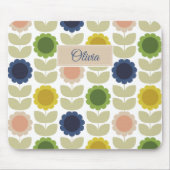 Retro Groovy Summer Flowers Stems Mousepad (Vorne)