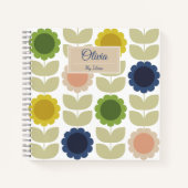 Retro Groovy Summer Flowers Stems Notizblock (Vorderseite)