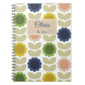 Retro Groovy Summer Flowers Stems Notizblock (Vorderseite)
