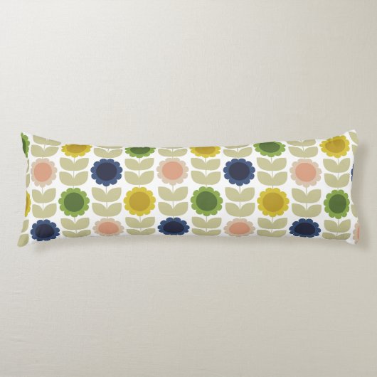 Retro Groovy Summer Flowers Stems Seitenschläferkissen (Vorderseite)