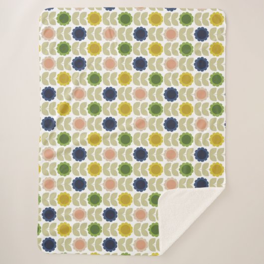 Retro Groovy Summer Flowers Stems Sherpadecke (Vorderseite)