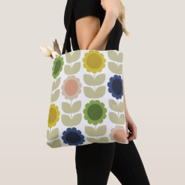 Retro Groovy Summer Flowers Stems Tasche