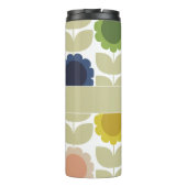Retro Groovy Summer Flowers Stems Thermosbecher (Rückseite)