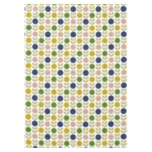 Retro Groovy Summer Flowers Stems Tischdecke (Vorderseite)