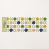 Retro Groovy Summer Flowers Stems Yogamatte (Vorderseite (Horizontal))