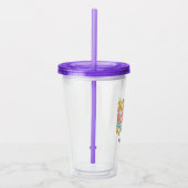 Retro Groovy Summer Pink Monogram Name Acryltrinkbecher (Rechts)