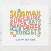 Retro Groovy Summer Pink Monogram Name Alkoholflaschenetikett (Einzelnes Label)