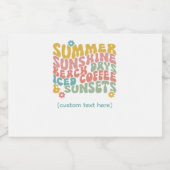 Retro Groovy Summer Pink Monogram Name Alkoholflaschenetikett (Einzelnes Label)