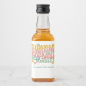 Retro Groovy Summer Pink Monogram Name Alkoholflaschenetikett (Vorderseite)