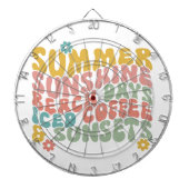 Retro Groovy Summer Pink Monogram Name Dartscheibe (vorne)