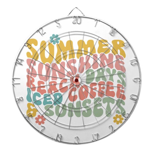 Retro Groovy Summer Pink Monogram Name Dartscheibe (vorne)