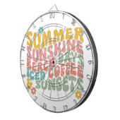 Retro Groovy Summer Pink Monogram Name Dartscheibe (Vorderseite rechts)