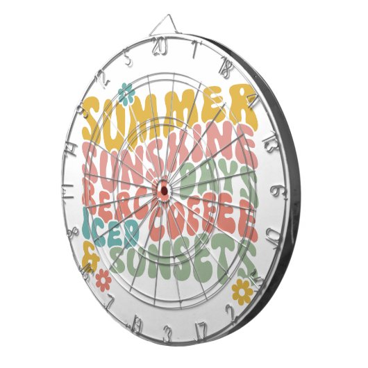 Retro Groovy Summer Pink Monogram Name Dartscheibe (Vorderseite rechts)