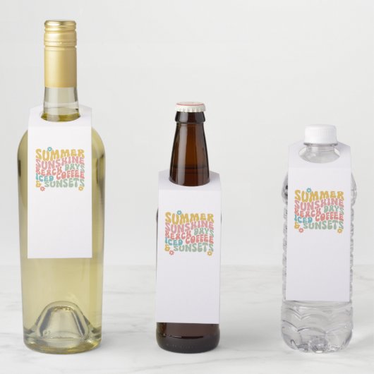 Retro Groovy Summer Pink Monogram Name Flaschenanhänger (Beispiel)