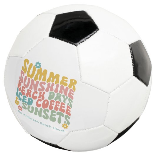 Retro Groovy Summer Pink Monogram Name Fußball (Dreiviertel)