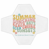 Retro Groovy Summer Pink Monogram Name Fußball (Flach)