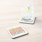 Retro Groovy Summer Pink Monogram Name Getränkeuntersetzer (Rechte Seite)