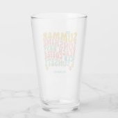 Retro Groovy Summer Pink Monogram Name Glas (Rückseite)