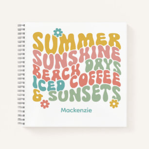 Retro Groovy Summer Pink Monogram Name Notizblock