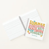 Retro Groovy Summer Pink Monogram Name Notizblock (Innenseite)