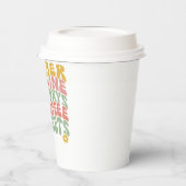 Retro Groovy Summer Pink Monogram Name Pappbecher (Links)