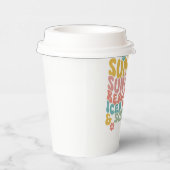 Retro Groovy Summer Pink Monogram Name Pappbecher (Rechts)