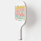 Retro Groovy Summer Pink Monogram Name Pickleball Schläger (Links)