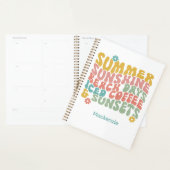 Retro Groovy Summer Pink Monogram Name Planer (Anzeige)