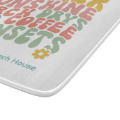 Retro Groovy Summer Pink Monogram Name Schneidebrett (Ecke)