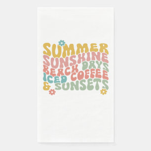 Retro Groovy Summer Pink Monogram Name Serviette
