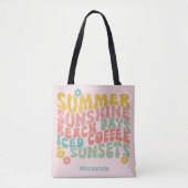 Retro Groovy Summer Pink Monogram Name Tasche (Vorderseite)