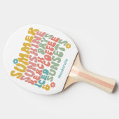 Retro Groovy Summer Pink Monogram Name Tischtennis Schläger (Seitenansicht)