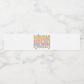 Retro Groovy Summer Pink Monogram Name Wasserflaschenetikett (Einzelnes Label)