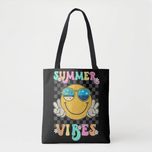 Retro Groovy Summer Vibes Smile Face Hallo Sommer Tasche (Vorderseite)
