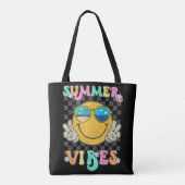 Retro Groovy Summer Vibes Smile Face Hallo Sommer Tasche (Rückseite)