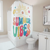 Retro Groovy Summer Vibes Sunflower Hello Summer V Duschvorhang (Beispiel)