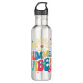 Retro Groovy Summer Vibes Sunflower Hello Summer V Edelstahlflasche (Vorderseite)