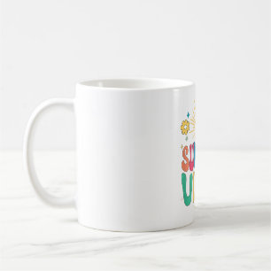 Retro Groovy Summer Vibes Sunflower Hello Summer V Kaffeetasse